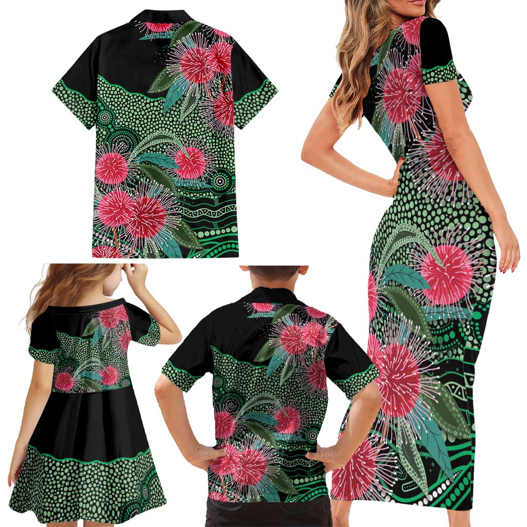 Australia Hakea Family Matching Short Sleeve Bodycon Dress and Hawaiian Shirt Aussie Native Flowers Indigenous Art - Aussie Hoodie
