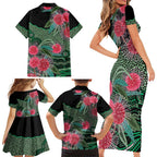 Australia Hakea Family Matching Short Sleeve Bodycon Dress and Hawaiian Shirt Aussie Native Flowers Indigenous Art - Aussie Hoodie