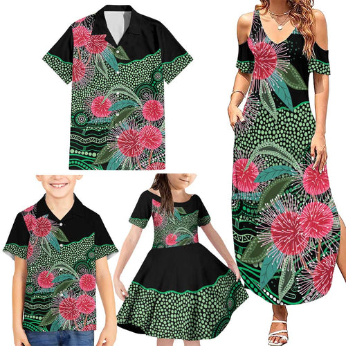 Australia Hakea Family Matching Summer Maxi Dress and Hawaiian Shirt Aussie Native Flowers Indigenous Art - Aussie Hoodie