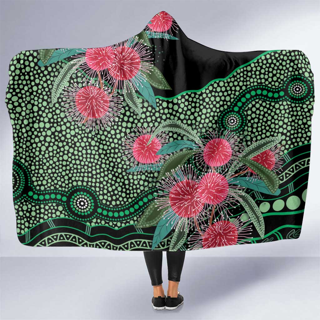 Australia Hakea Hooded Blanket Aussie Native Flowers Indigenous Art - Aussie Hoodie
