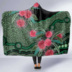 Australia Hakea Hooded Blanket Aussie Native Flowers Indigenous Art - Aussie Hoodie