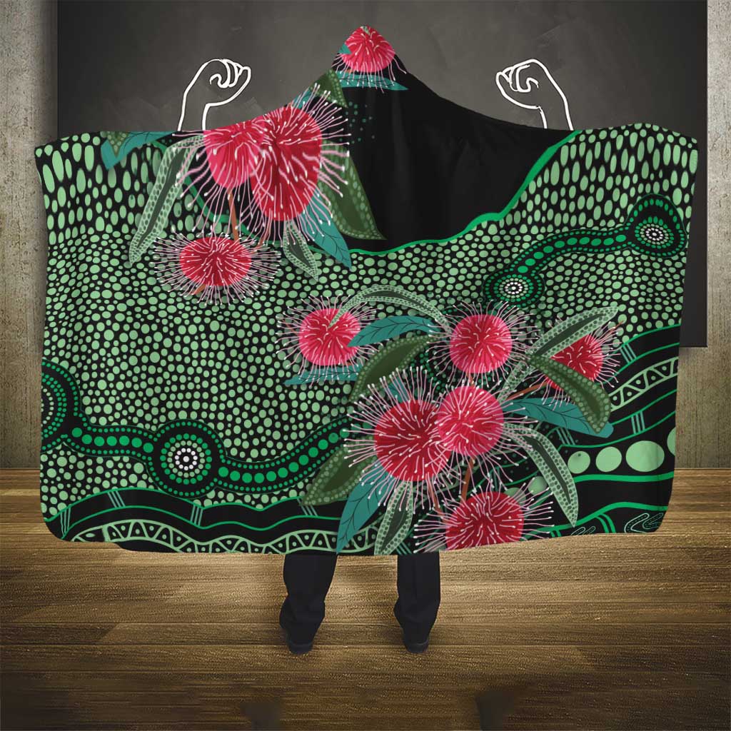Australia Hakea Hooded Blanket Aussie Native Flowers Indigenous Art - Aussie Hoodie