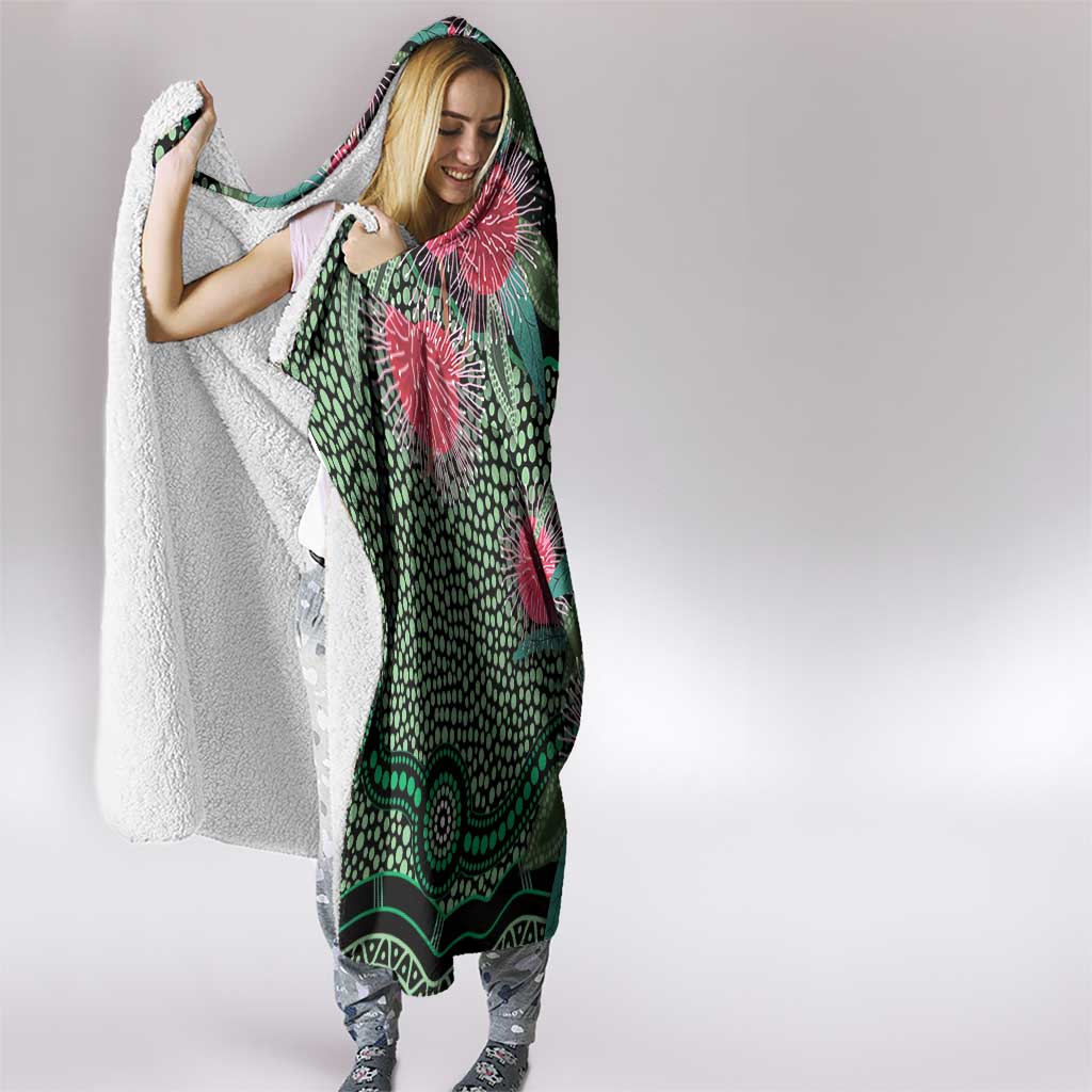 Australia Hakea Hooded Blanket Aussie Native Flowers Indigenous Art - Aussie Hoodie