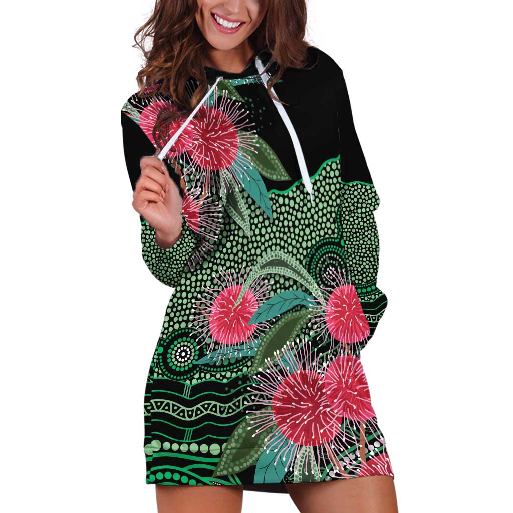 Australia Hakea Hoodie Dress Aussie Native Flowers Indigenous Art - Aussie Hoodie