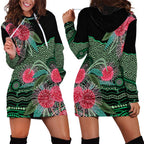 Australia Hakea Hoodie Dress Aussie Native Flowers Indigenous Art - Aussie Hoodie
