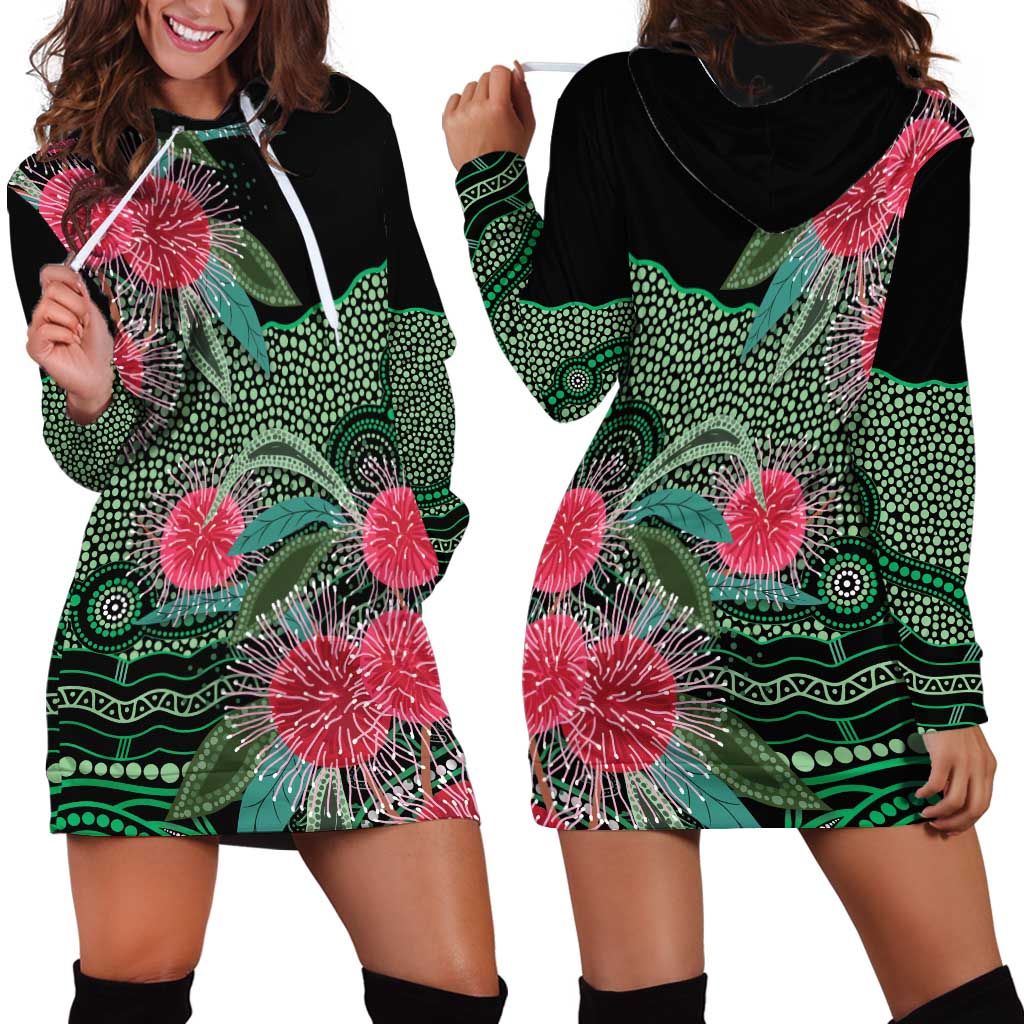 Australia Hakea Hoodie Dress Aussie Native Flowers Indigenous Art - Aussie Hoodie