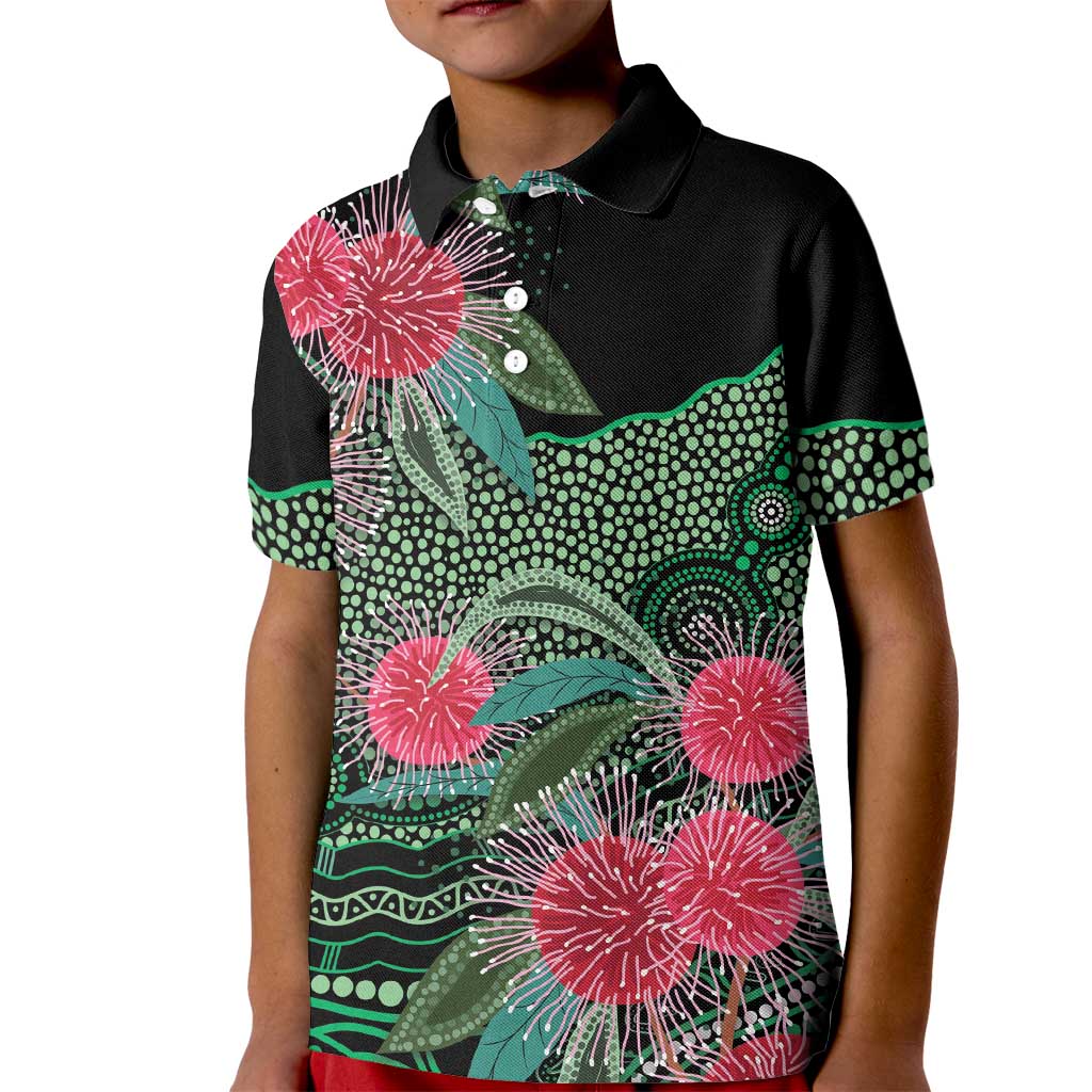 Australia Hakea Kid Polo Shirt Aussie Native Flowers Indigenous Art - Aussie Hoodie