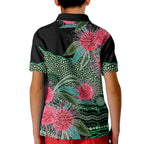 Australia Hakea Kid Polo Shirt Aussie Native Flowers Indigenous Art - Aussie Hoodie