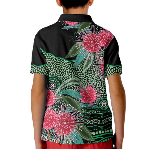 Australia Hakea Kid Polo Shirt Aussie Native Flowers Indigenous Art - Aussie Hoodie