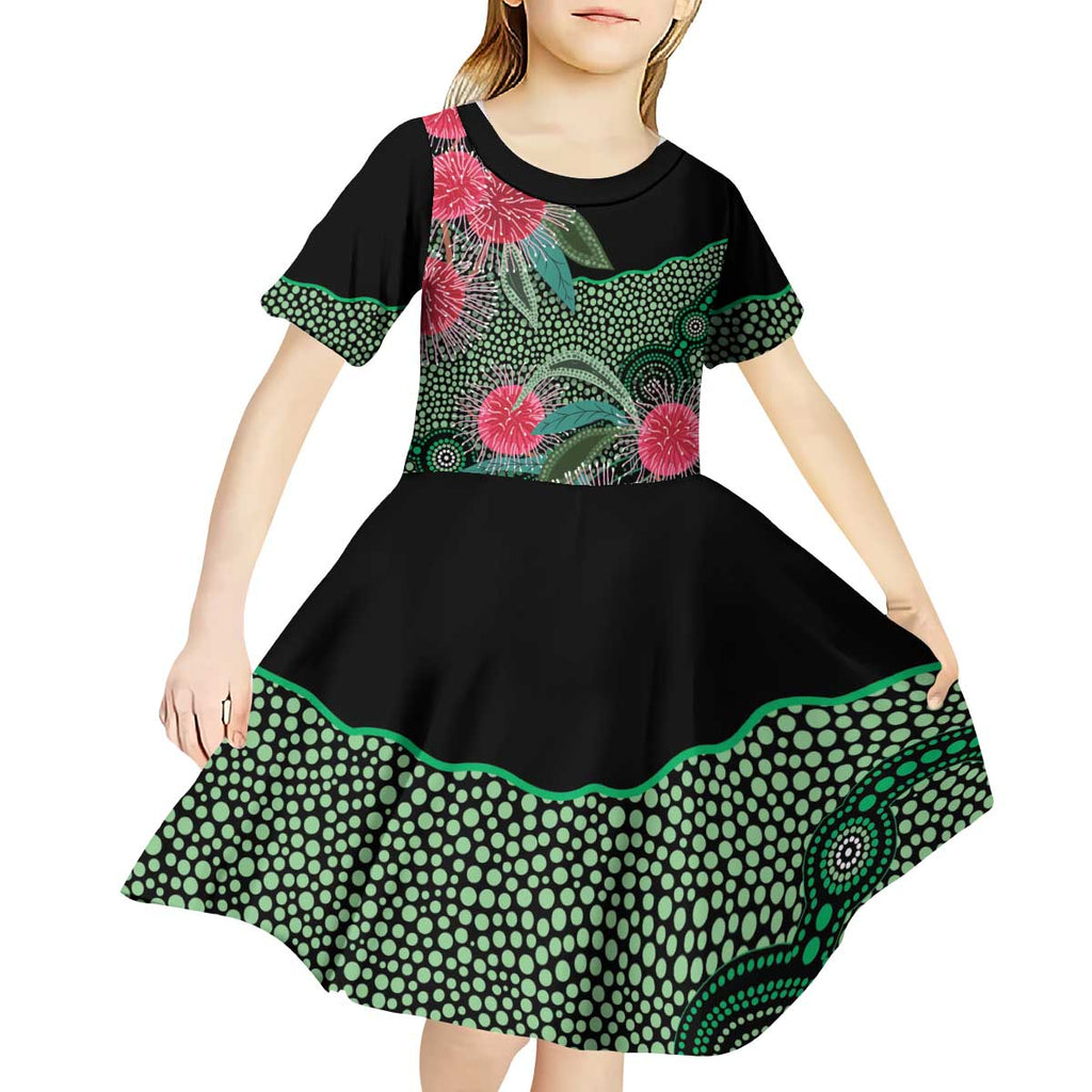 Australia Hakea Kid Short Sleeve Dress Aussie Native Flowers Indigenous Art - Aussie Hoodie