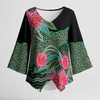 Australia Hakea Kimono Sleeve Blouse Aussie Native Flowers Indigenous Art - Aussie Hoodie
