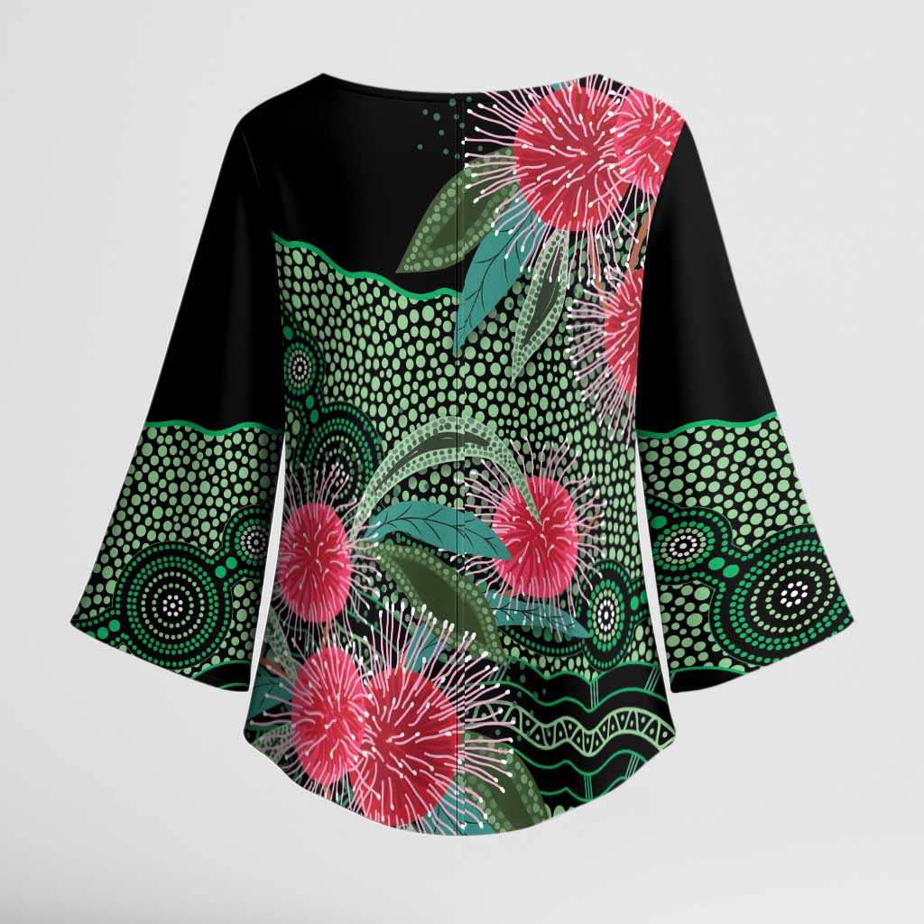 Australia Hakea Kimono Sleeve Blouse Aussie Native Flowers Indigenous Art - Aussie Hoodie