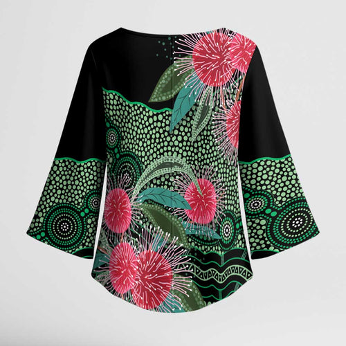 Australia Hakea Kimono Sleeve Blouse Aussie Native Flowers Indigenous Art - Aussie Hoodie