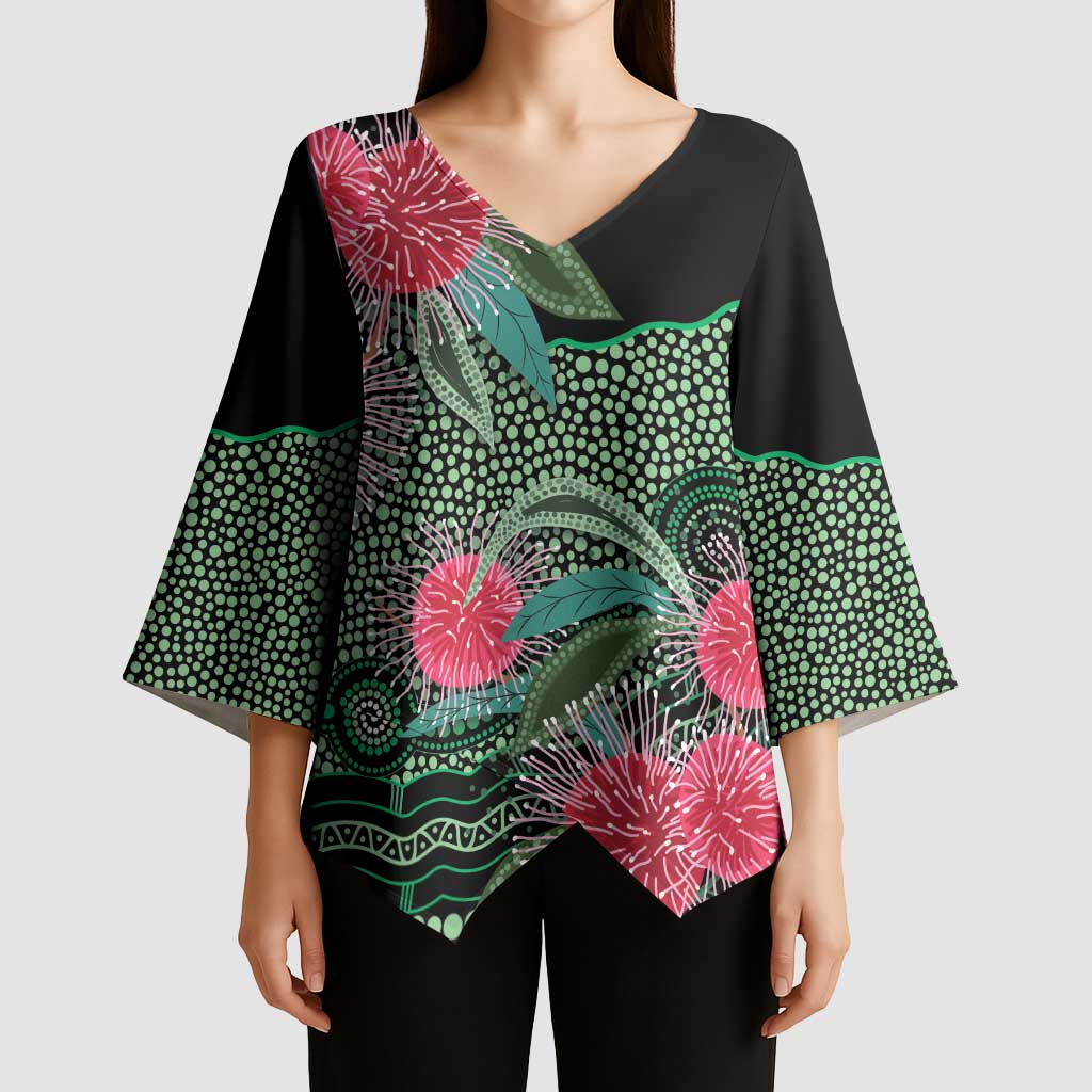 Australia Hakea Kimono Sleeve Blouse Aussie Native Flowers Indigenous Art - Aussie Hoodie