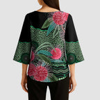 Australia Hakea Kimono Sleeve Blouse Aussie Native Flowers Indigenous Art - Aussie Hoodie