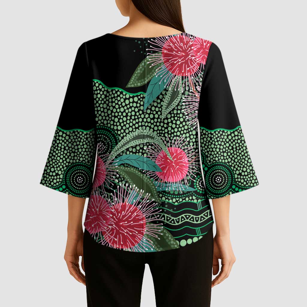 Australia Hakea Kimono Sleeve Blouse Aussie Native Flowers Indigenous Art - Aussie Hoodie
