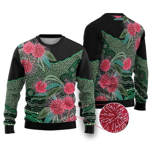 Australia Hakea Ugly Christmas Sweater Aussie Native Flowers Indigenous Art - Aussie Hoodie