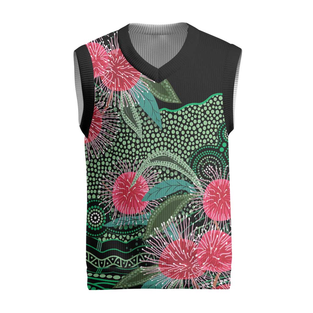 Australia Hakea Christmas Knitted V-Neck Vest Aussie Native Flowers Indigenous Art - Aussie Hoodie