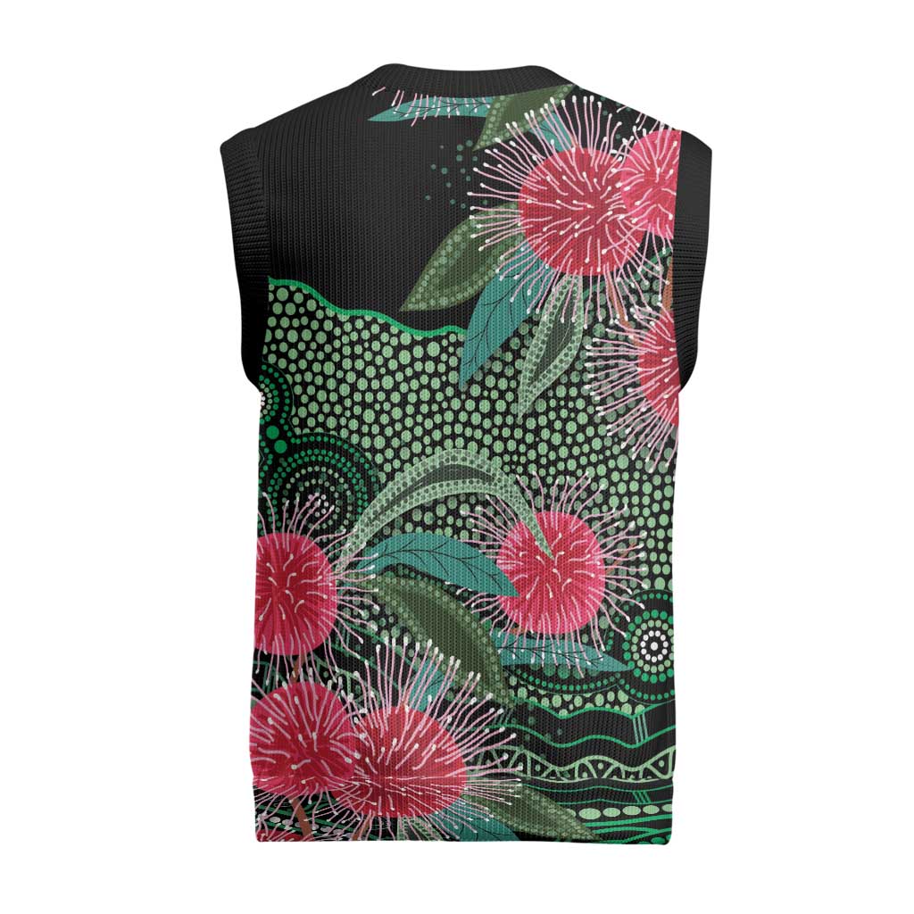 Australia Hakea Christmas Knitted V-Neck Vest Aussie Native Flowers Indigenous Art - Aussie Hoodie