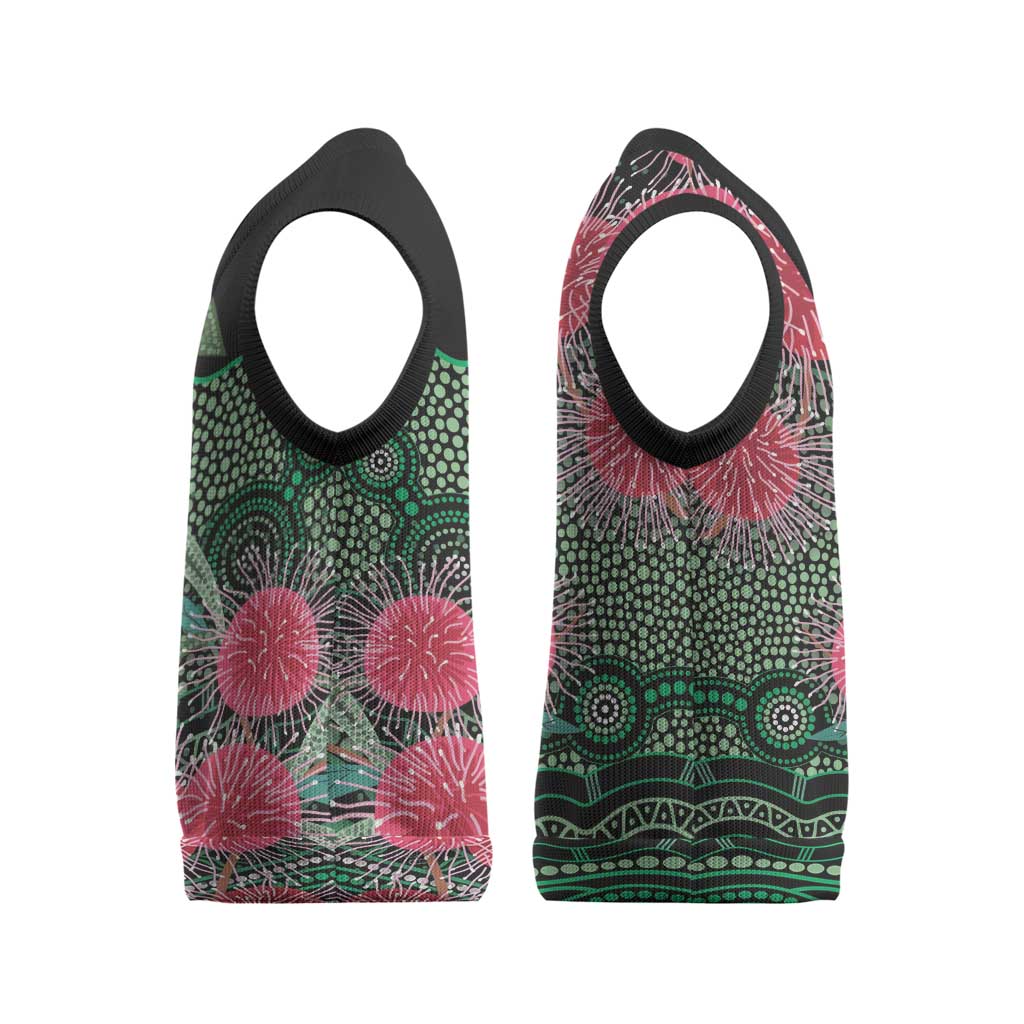 Australia Hakea Christmas Knitted V-Neck Vest Aussie Native Flowers Indigenous Art - Aussie Hoodie