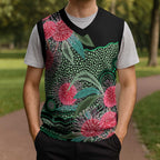 Australia Hakea Christmas Knitted V-Neck Vest Aussie Native Flowers Indigenous Art - Aussie Hoodie