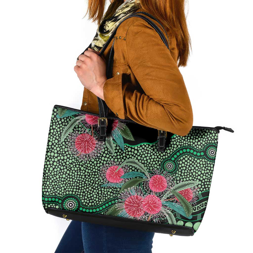 Australia Hakea Leather Tote Bag Aussie Native Flowers Indigenous Art - Aussie Hoodie