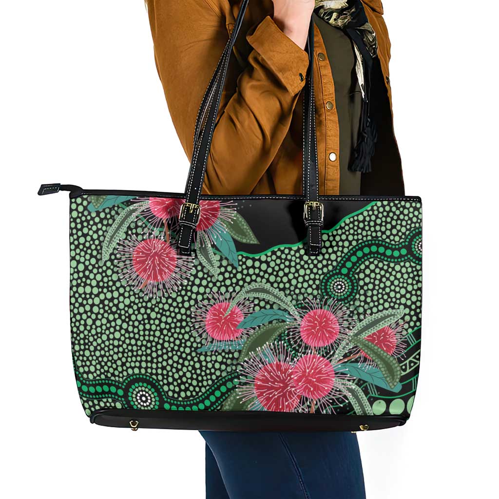 Australia Hakea Leather Tote Bag Aussie Native Flowers Indigenous Art - Aussie Hoodie