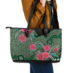 Australia Hakea Leather Tote Bag Aussie Native Flowers Indigenous Art - Aussie Hoodie