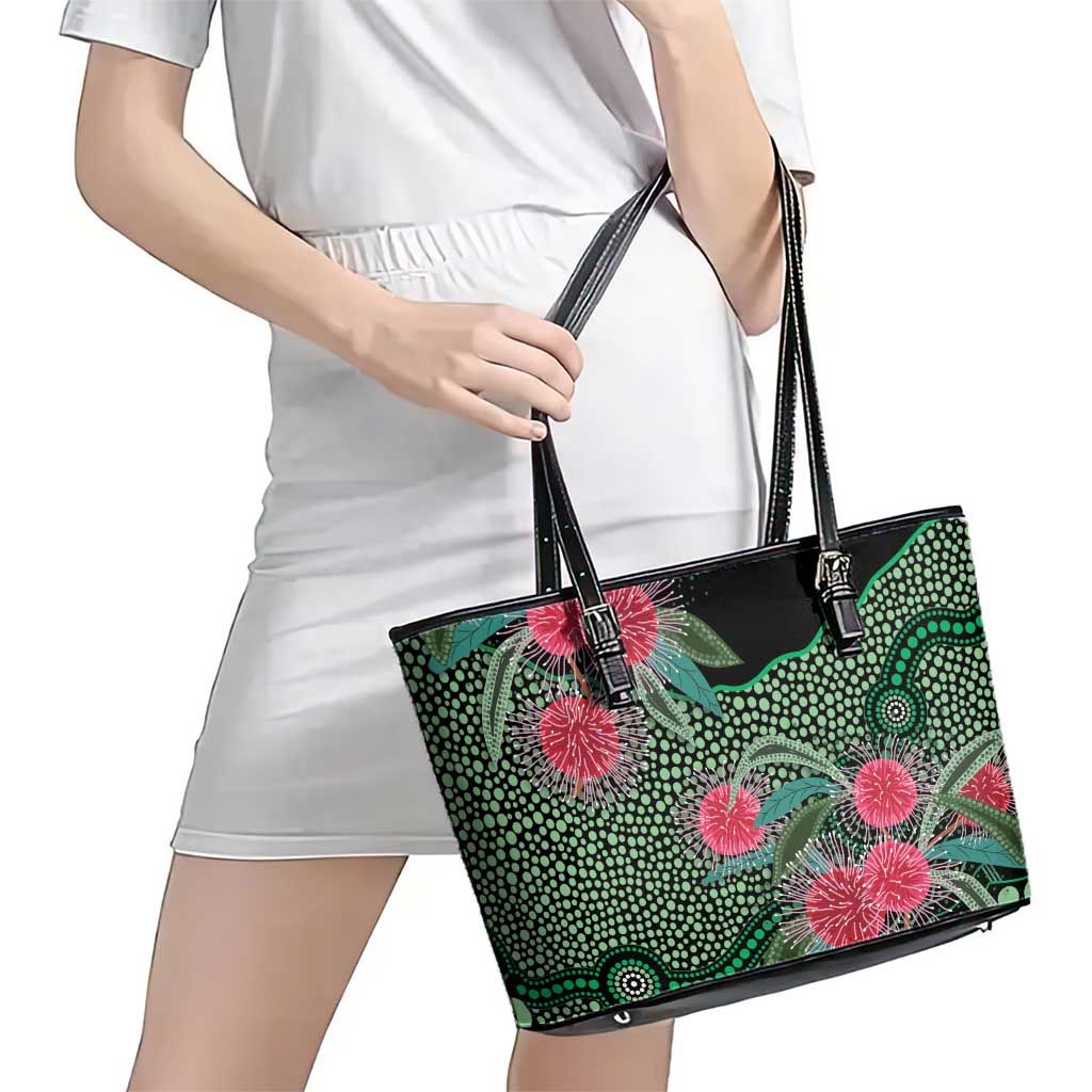 Australia Hakea Leather Tote Bag Aussie Native Flowers Indigenous Art - Aussie Hoodie