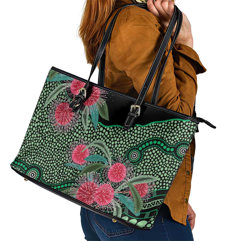 Australia Hakea Leather Tote Bag Aussie Native Flowers Indigenous Art - Aussie Hoodie