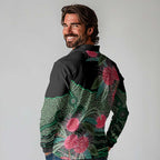 Australia Hakea Long Sleeve Polo Shirt Aussie Native Flowers Indigenous Art - Aussie Hoodie