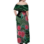 Australia Hakea Off Shoulder Maxi Dress Aussie Native Flowers Indigenous Art - Aussie Hoodie