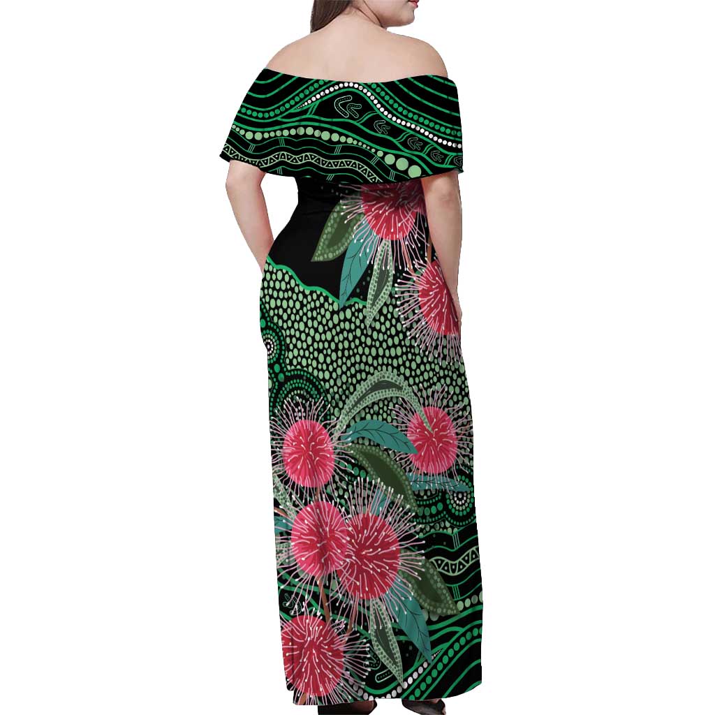 Australia Hakea Off Shoulder Maxi Dress Aussie Native Flowers Indigenous Art - Aussie Hoodie
