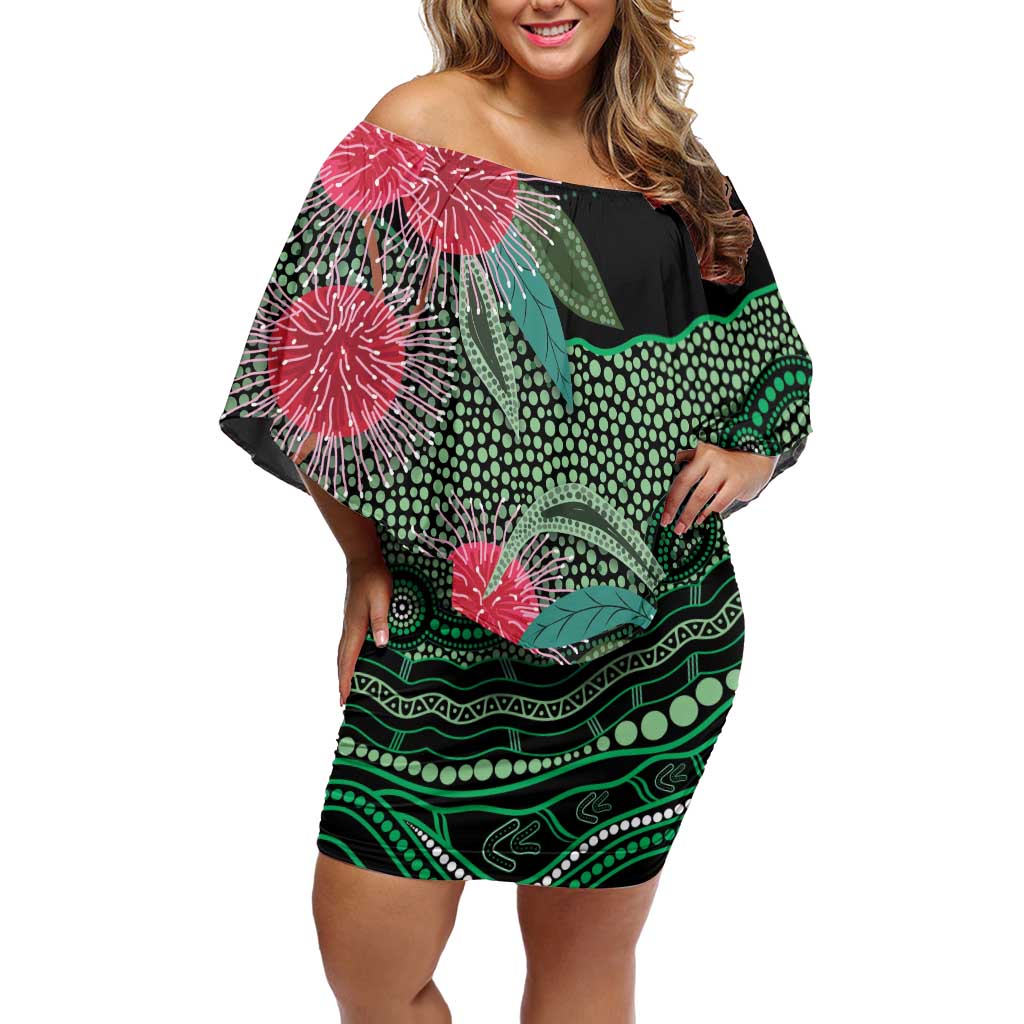 Australia Hakea Off Shoulder Short Dress Aussie Native Flowers Indigenous Art - Aussie Hoodie