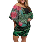 Australia Hakea Off Shoulder Short Dress Aussie Native Flowers Indigenous Art - Aussie Hoodie