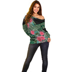 Australia Hakea Off Shoulder Sweater Aussie Native Flowers Indigenous Art - Aussie Hoodie