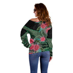 Australia Hakea Off Shoulder Sweater Aussie Native Flowers Indigenous Art - Aussie Hoodie