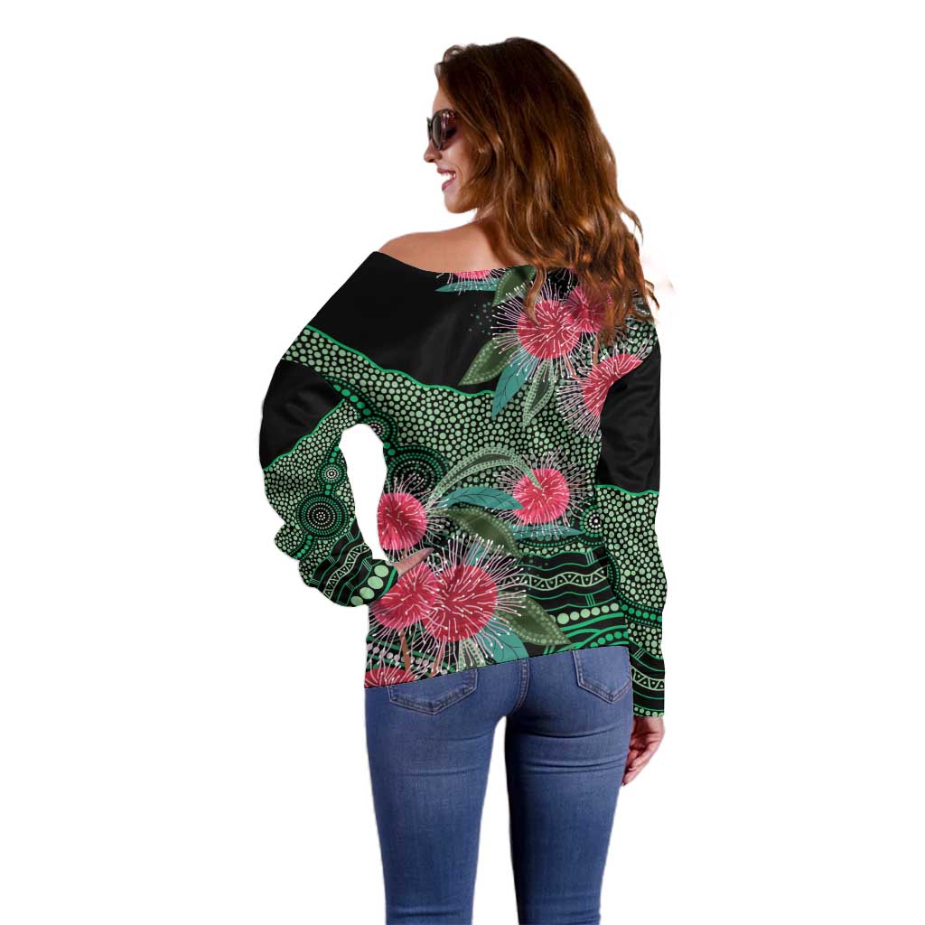 Australia Hakea Off Shoulder Sweater Aussie Native Flowers Indigenous Art - Aussie Hoodie