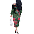 Australia Hakea Off The Shoulder Long Sleeve Dress Aussie Native Flowers Indigenous Art - Aussie Hoodie