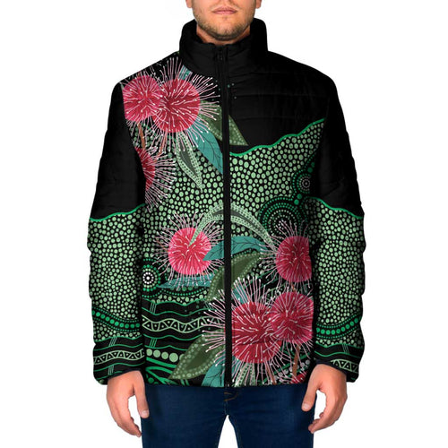 Australia Hakea Padded Jacket Aussie Native Flowers Indigenous Art - Aussie Hoodie