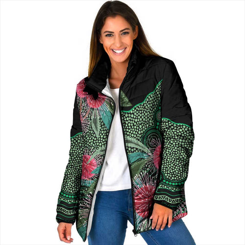 Australia Hakea Padded Jacket Aussie Native Flowers Indigenous Art - Aussie Hoodie