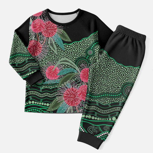 Australia Hakea Christmas Pajama Set Aussie Native Flowers Indigenous Art - Aussie Hoodie