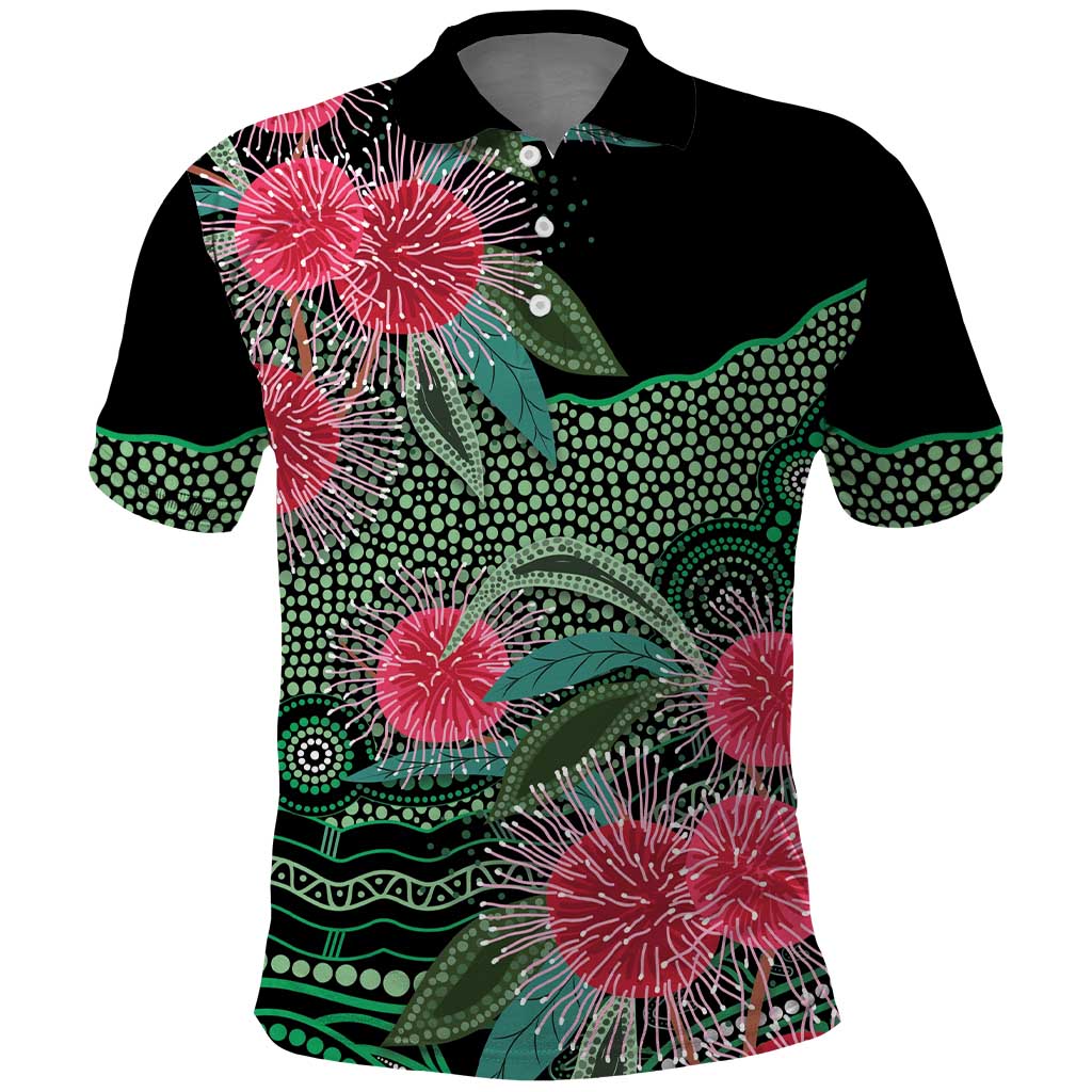 Australia Hakea Polo Shirt Aussie Native Flowers Indigenous Art - Aussie Hoodie