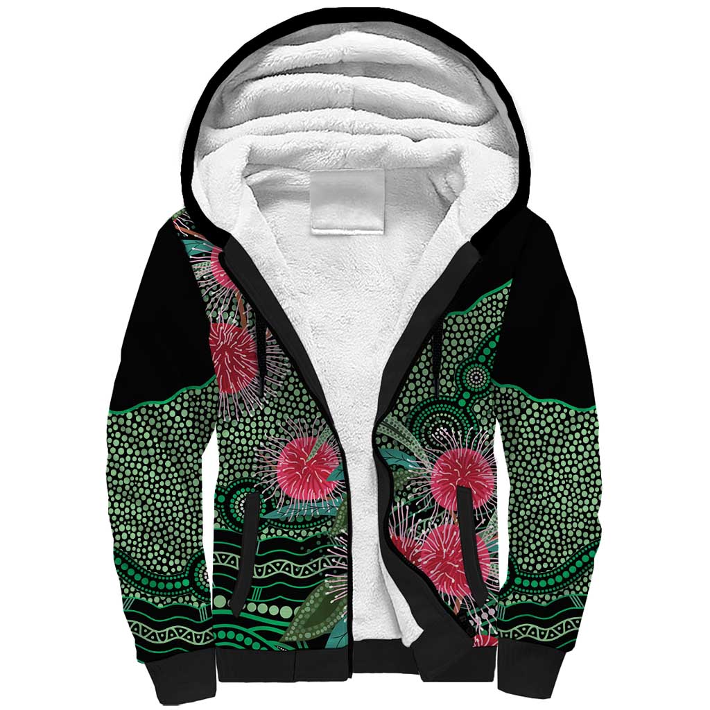 Australia Hakea Sherpa Hoodie Aussie Native Flowers Indigenous Art - Aussie Hoodie