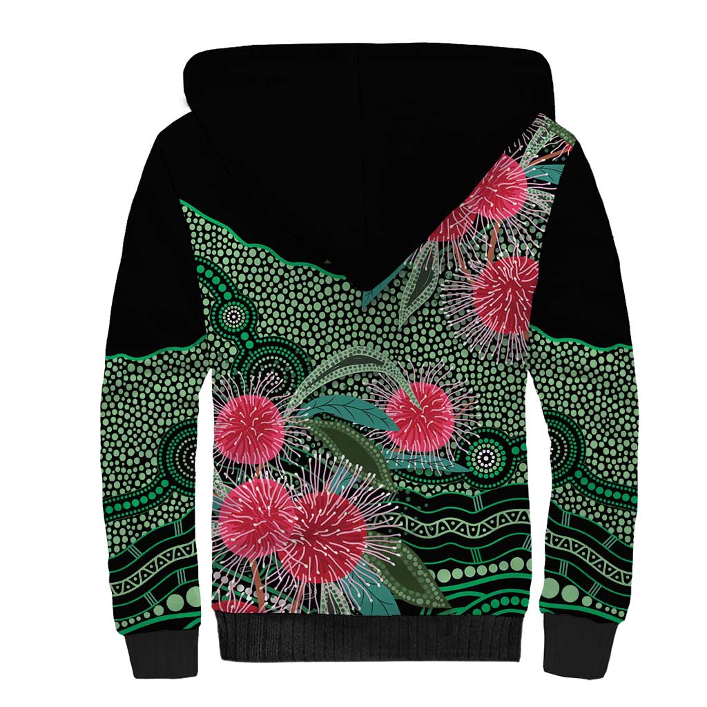 Australia Hakea Sherpa Hoodie Aussie Native Flowers Indigenous Art - Aussie Hoodie