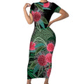 Australia Hakea Short Sleeve Bodycon Dress Aussie Native Flowers Indigenous Art - Aussie Hoodie
