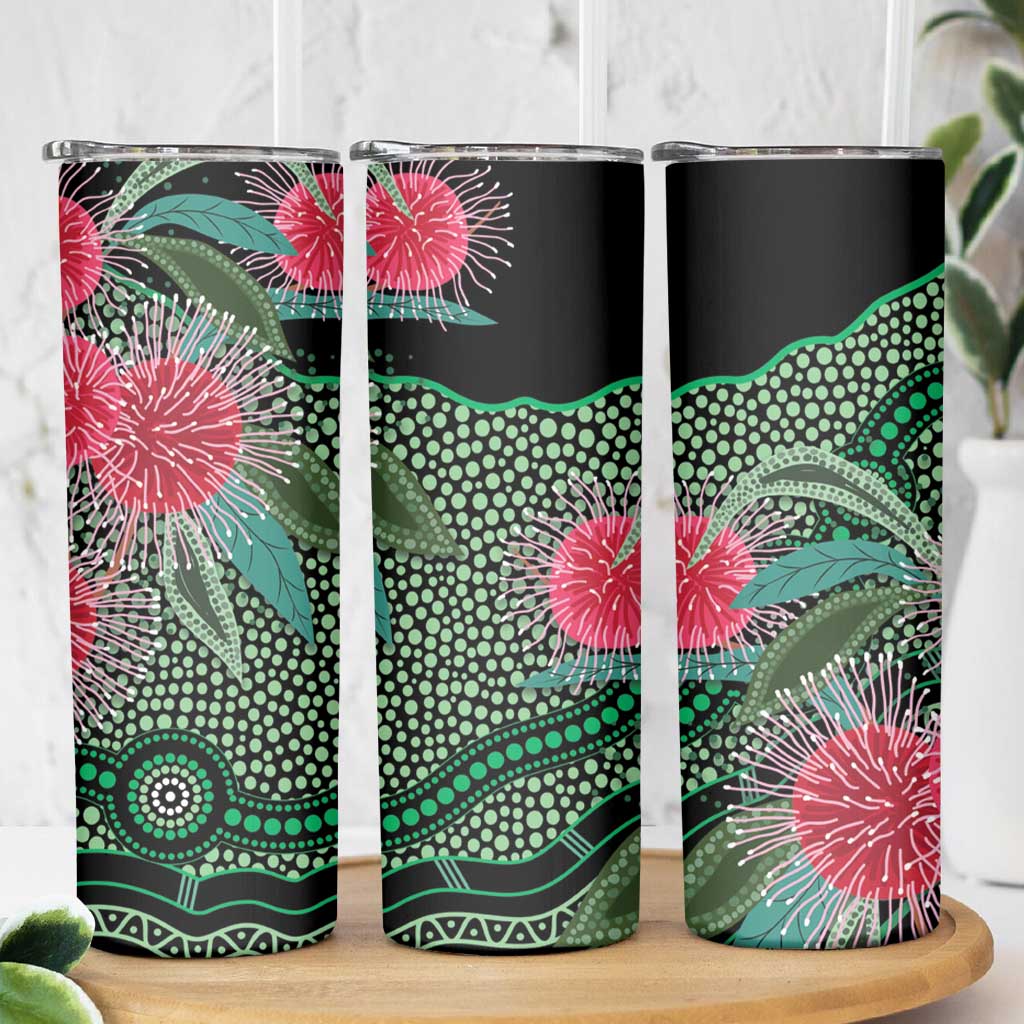 Australia Hakea Skinny Tumbler Aussie Native Flowers Indigenous Art - Aussie Hoodie