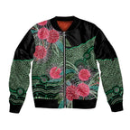 Australia Hakea Sleeve Zip Bomber Jacket Aussie Native Flowers Indigenous Art - Aussie Hoodie