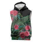 Australia Hakea Sleeveless Hoodie Aussie Native Flowers Indigenous Art - Aussie Hoodie
