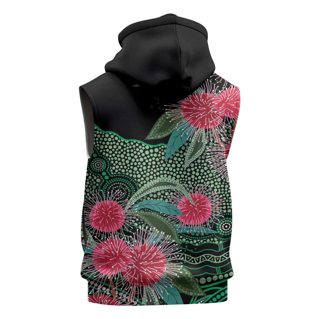 Australia Hakea Sleeveless Hoodie Aussie Native Flowers Indigenous Art - Aussie Hoodie